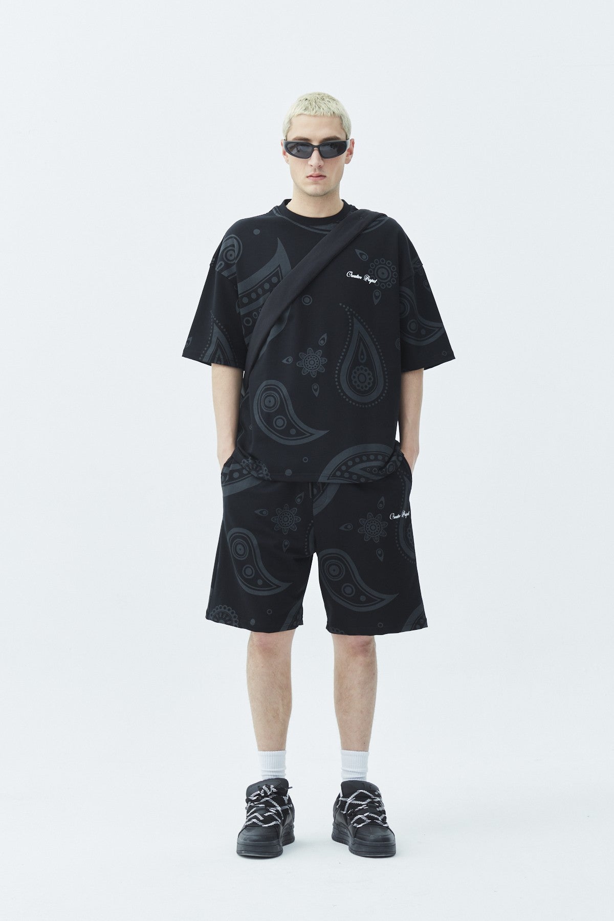 Oversized Patterned Shorts and T-Shirt Set