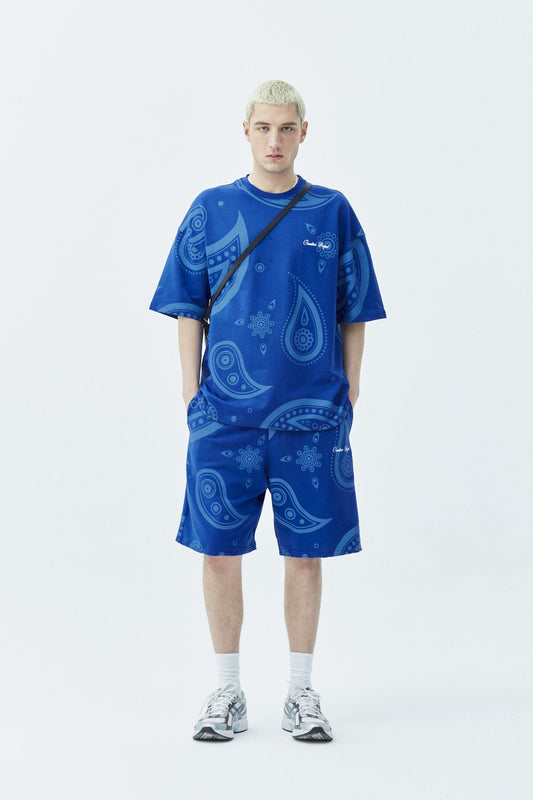 Oversized Patterned Shorts and T-Shirt Set