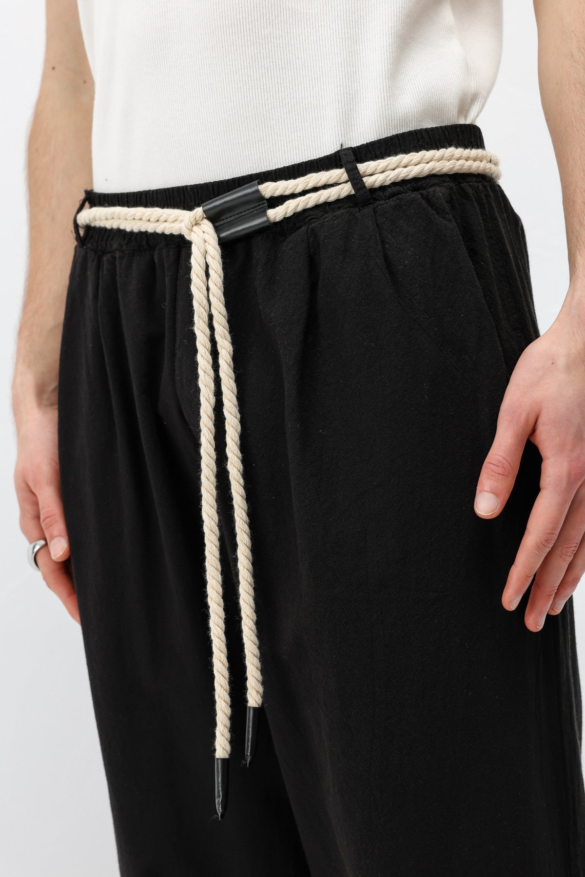 Oversized Linen Pants with Detailed Belt