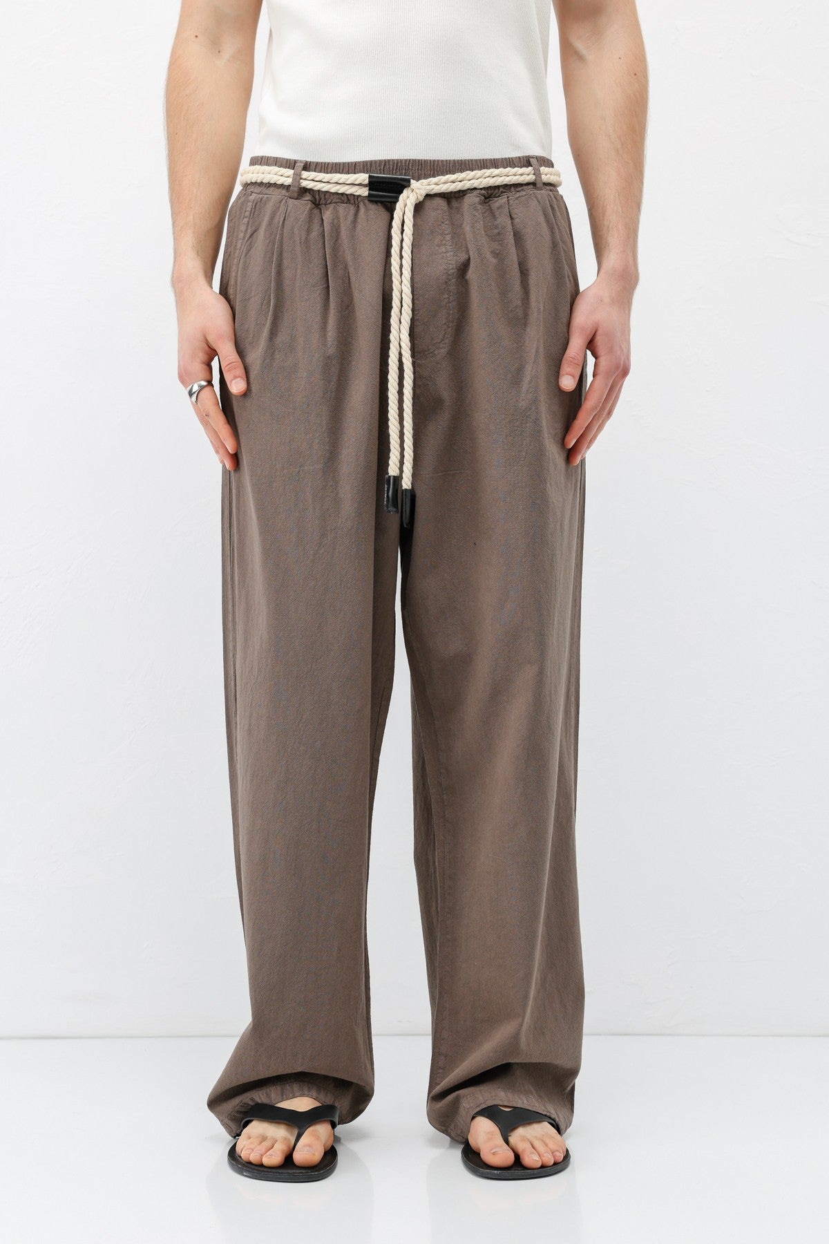 Oversized Linen Pants with Detailed Belt