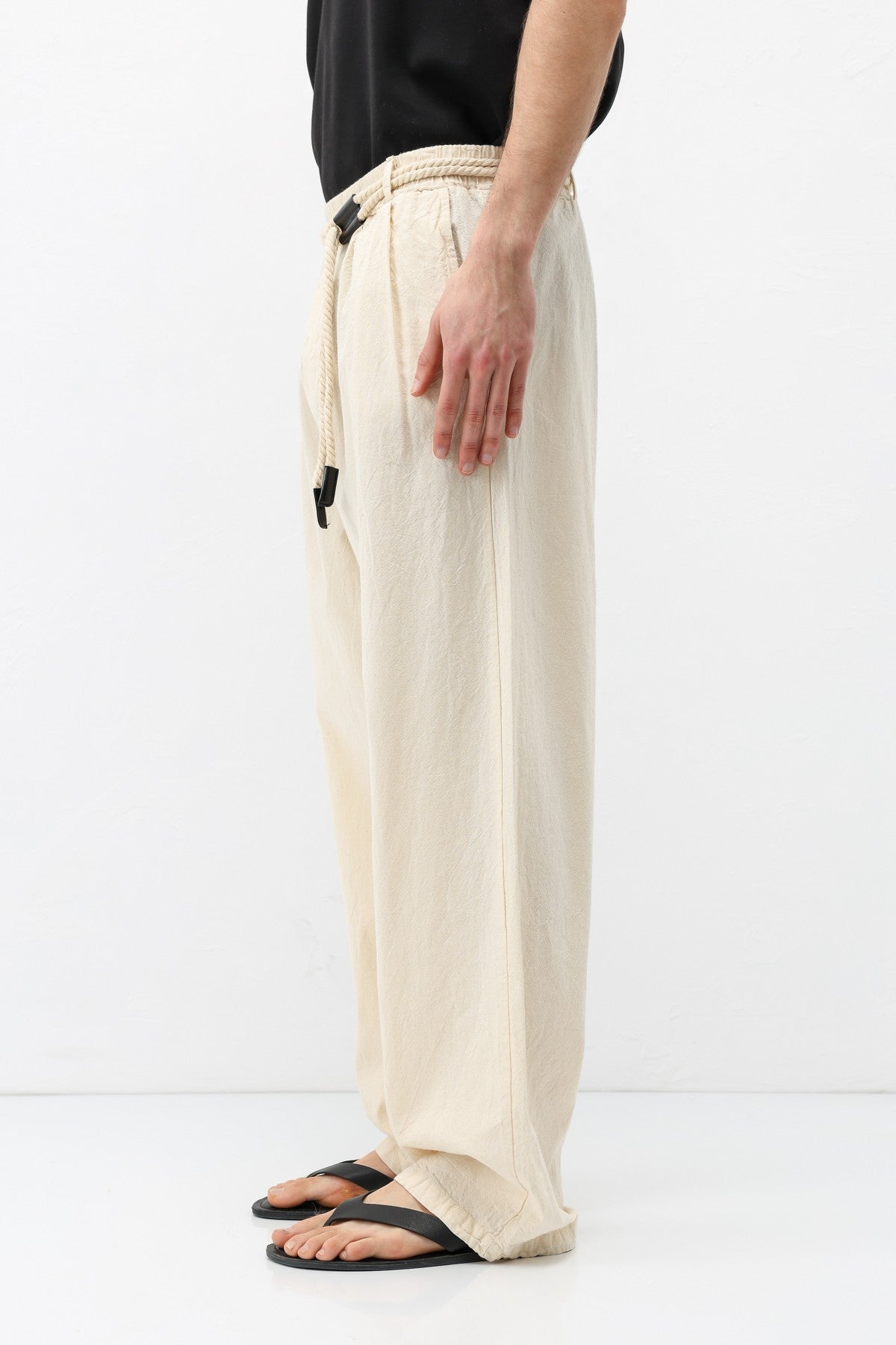 Oversized Linen Pants with Detailed Belt