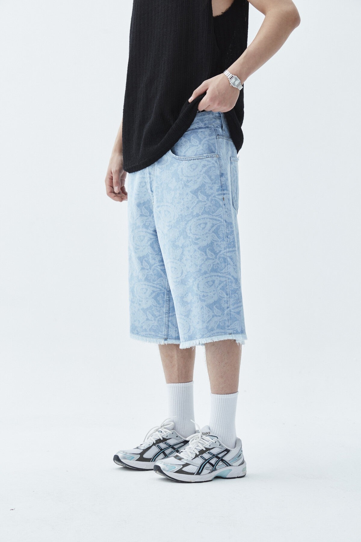 Oversized Denim Bermuda Shorts