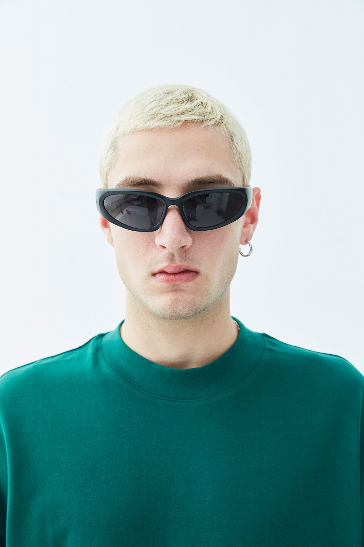 Oversized T-Shirt with Fisherman's Collar and Label Detail - Light Smoke