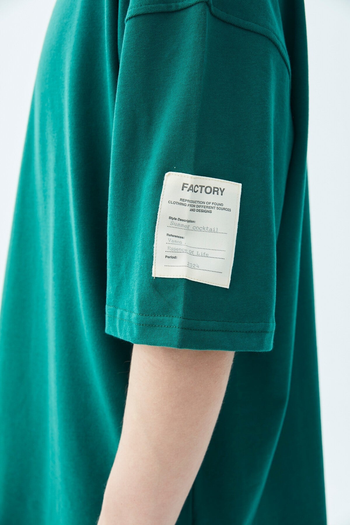 Oversized T-Shirt with Fisherman's Collar and Label Detail - Light Smoke