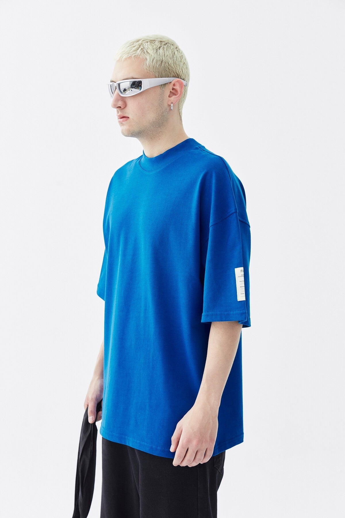 Oversized T-Shirt with Fisherman's Collar and Label Detail