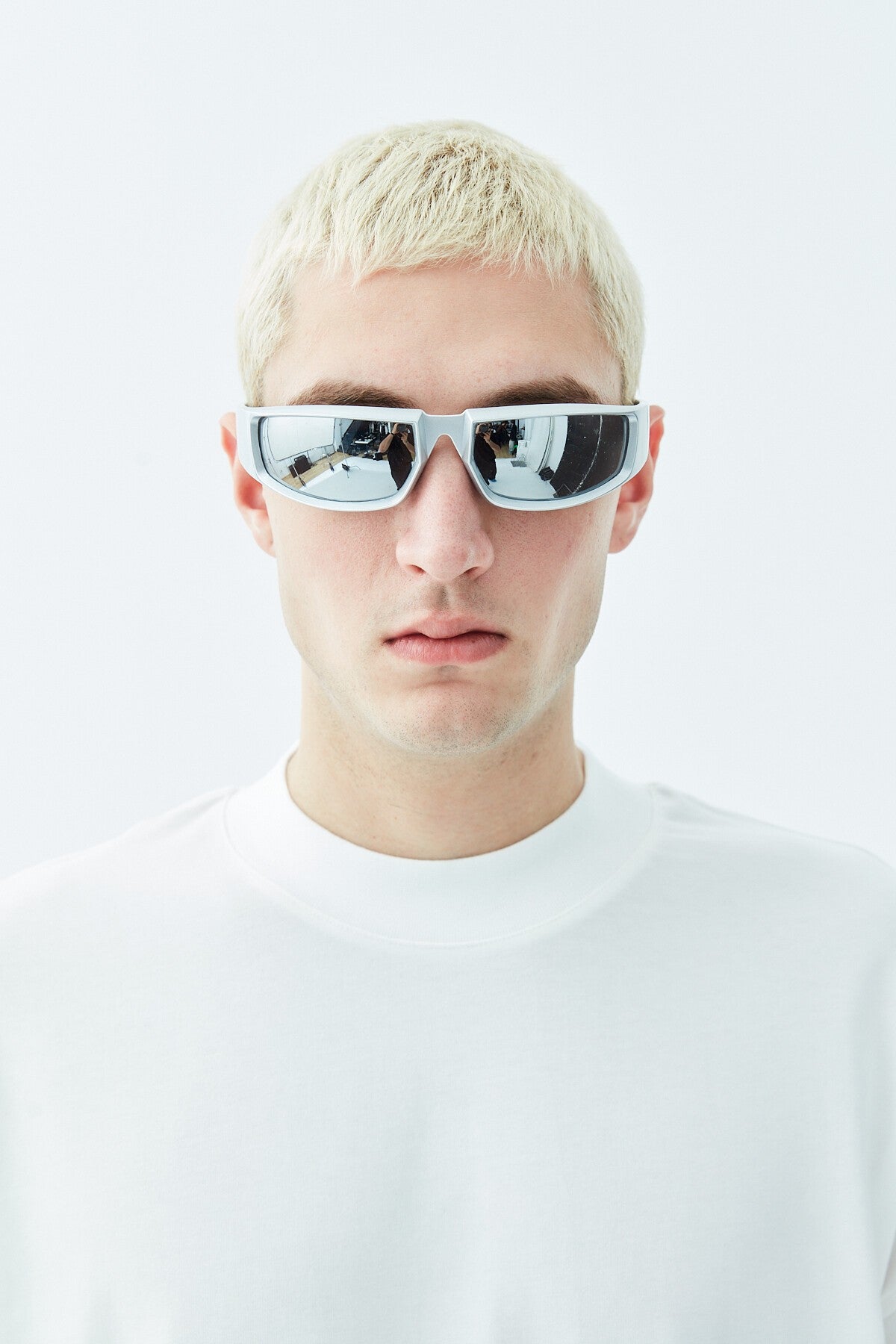 Oversized T-Shirt with Fisherman's Collar and Label Detail - Light Smoke