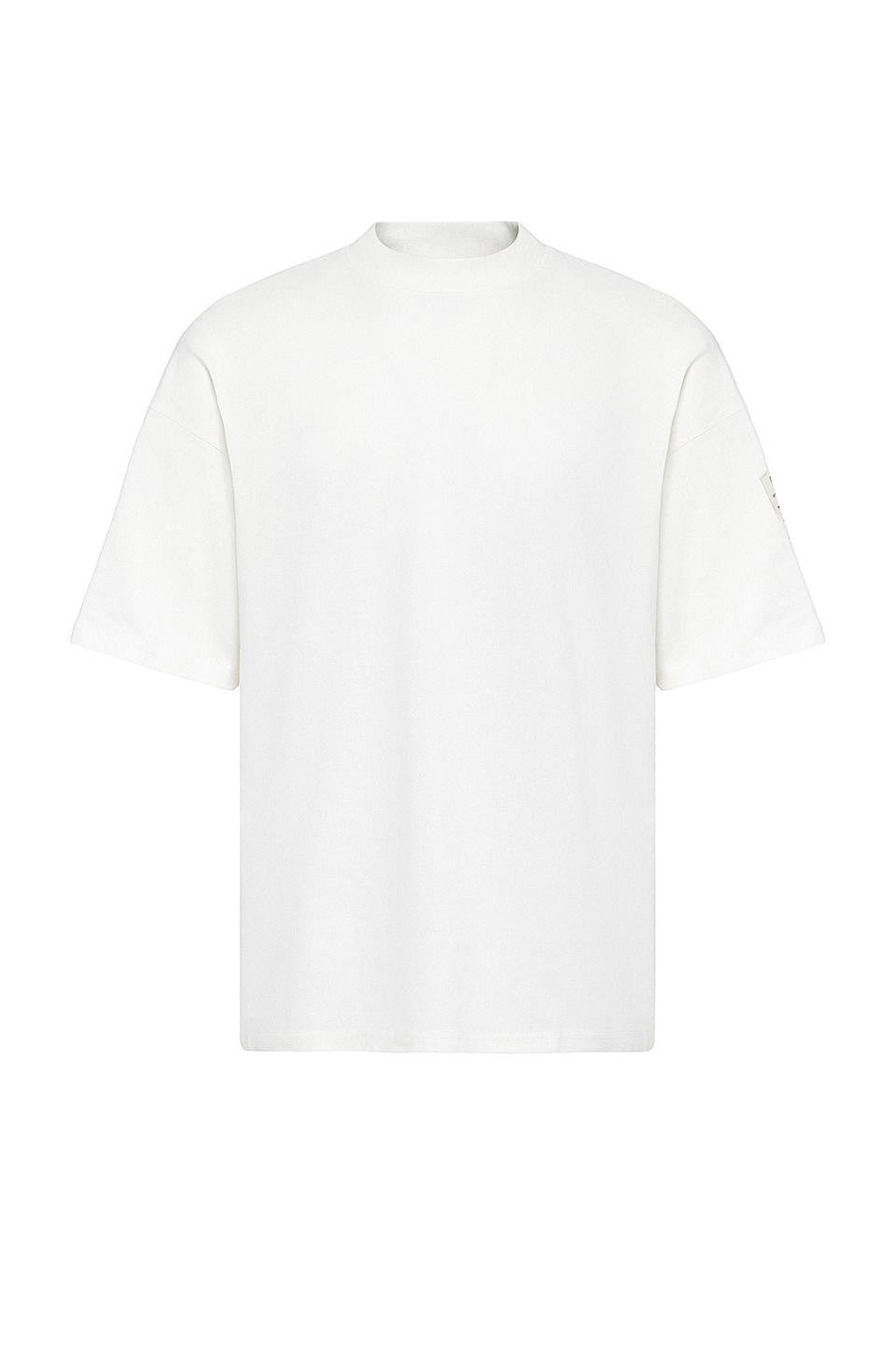 Oversized T-Shirt with Fisherman's Collar and Label Detail - Light Smoke