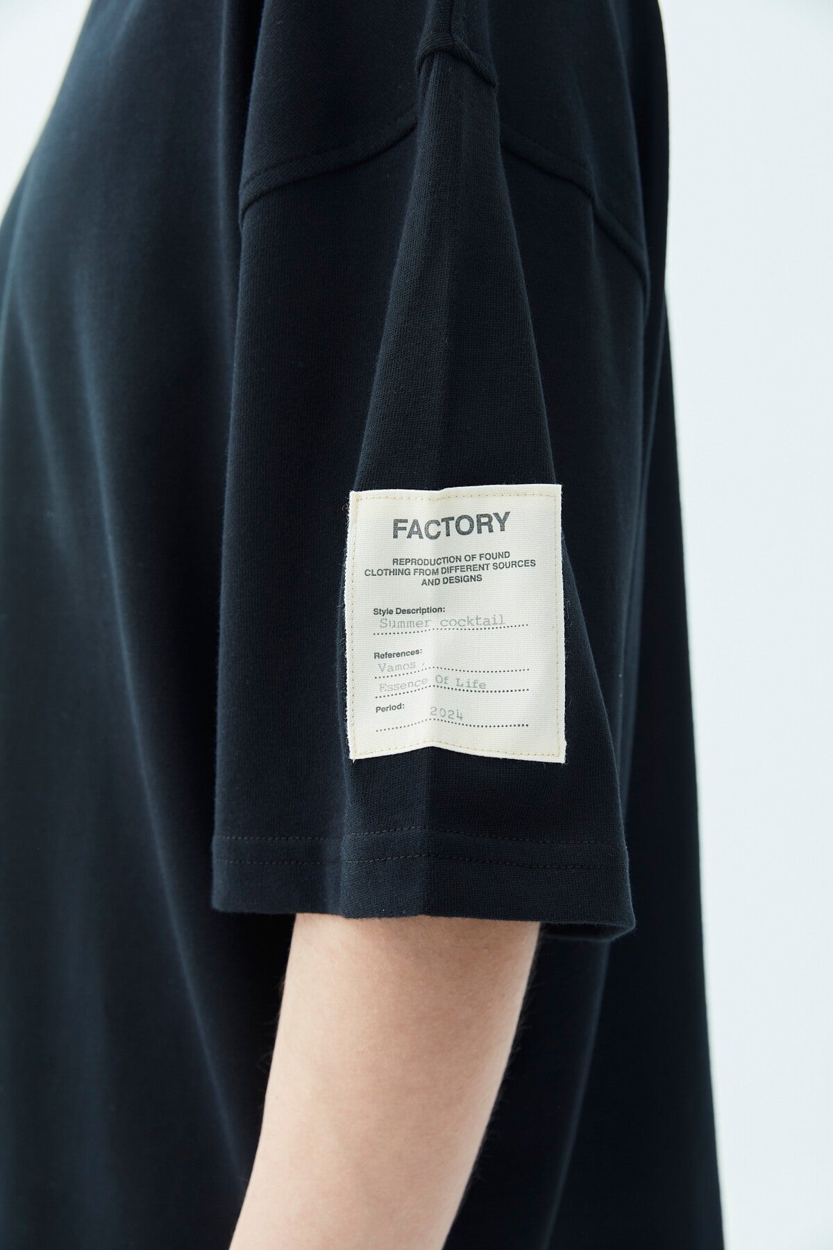Oversized T-Shirt with Fisherman's Collar and Label Detail - Light Smoke