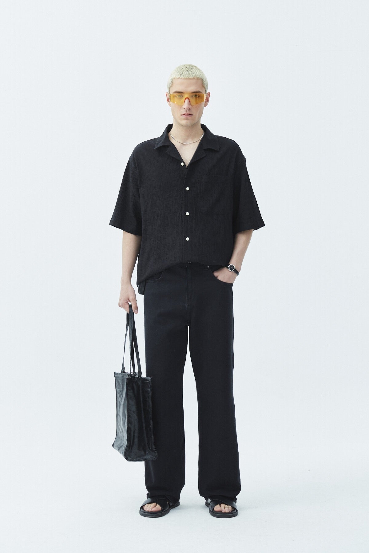 Oversized Short-Sleeve Linen Shirt with Pockets