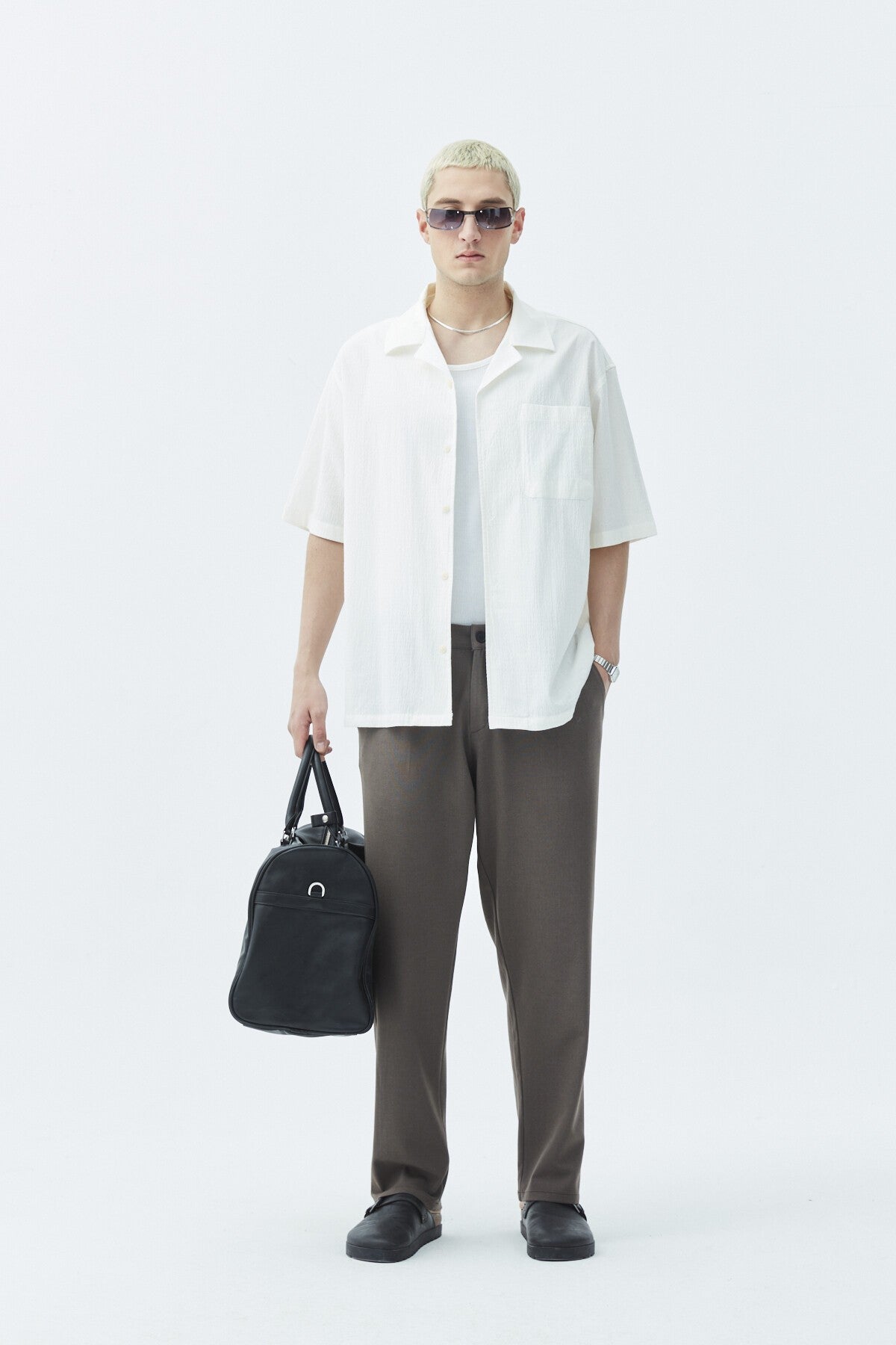 Oversized Short-Sleeve Linen Shirt with Pockets