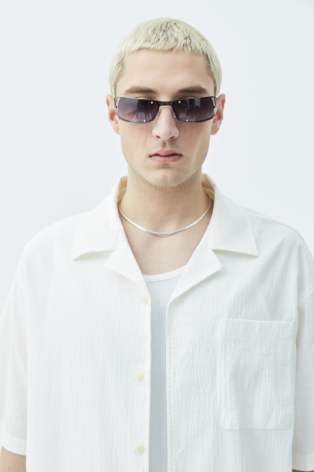 Oversized Short-Sleeve Linen Shirt with Pockets