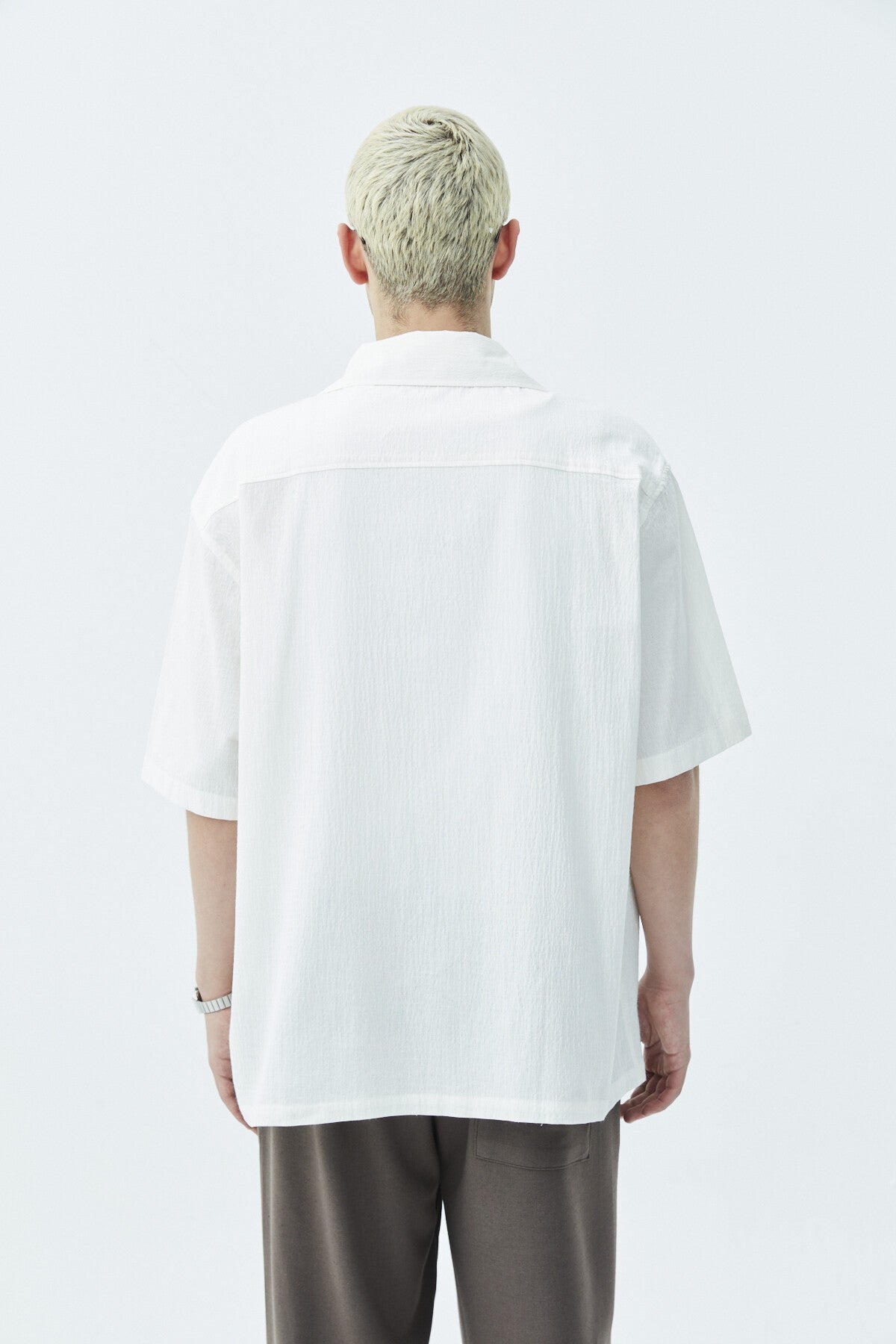 Oversized Short-Sleeve Linen Shirt with Pockets
