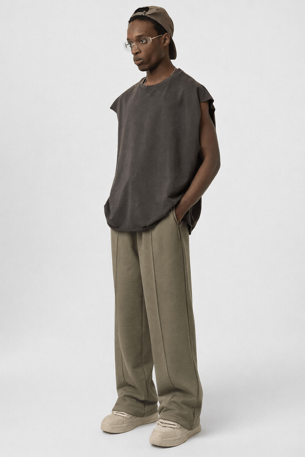 Oversized Sweatpants with Stitching Details