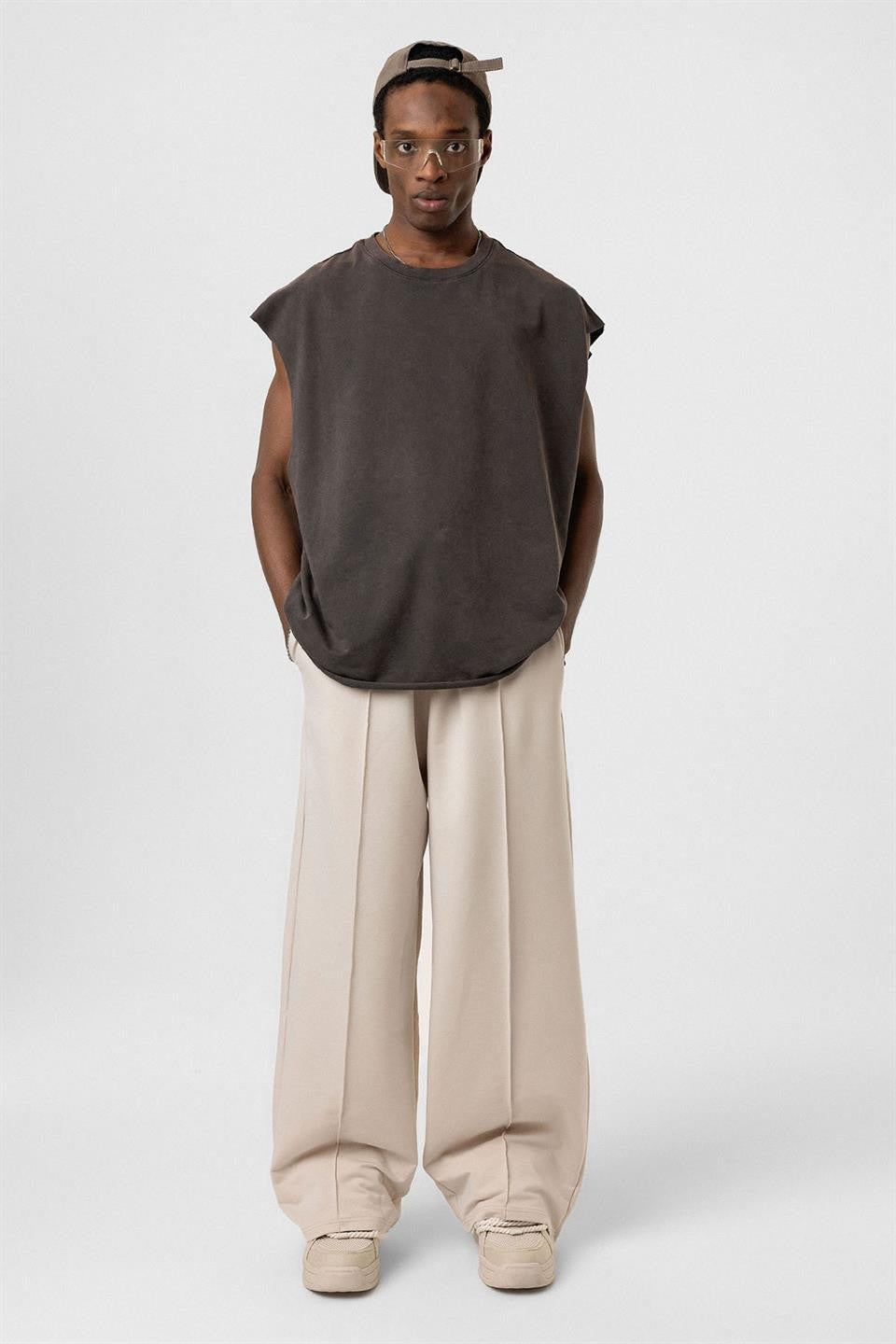 Oversized Sweatpants with Stitching Details