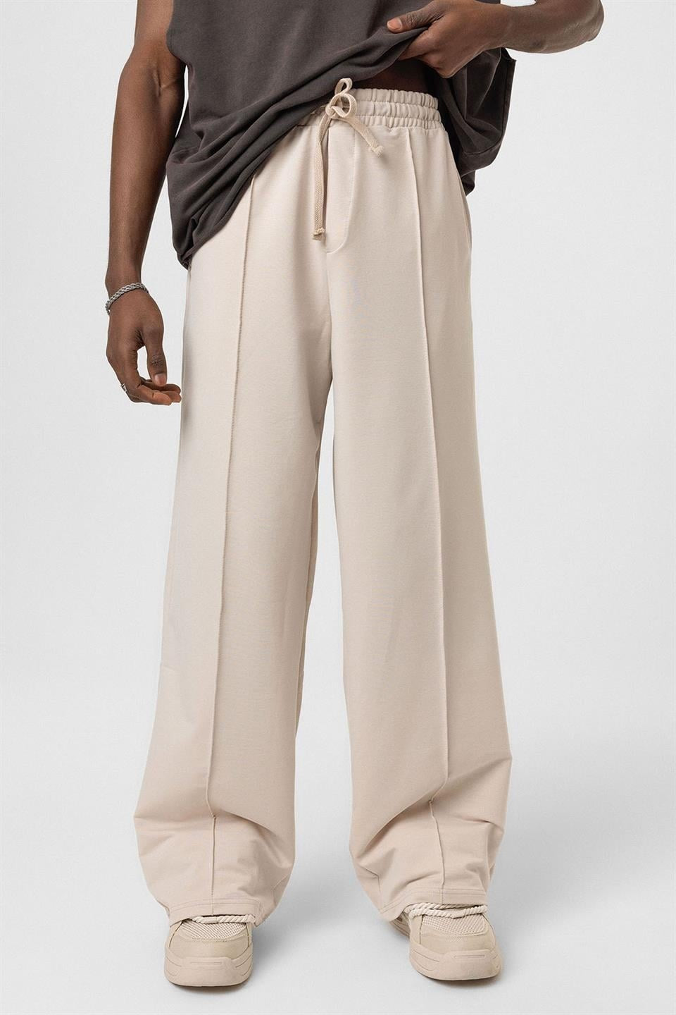 Oversized Sweatpants with Stitching Details