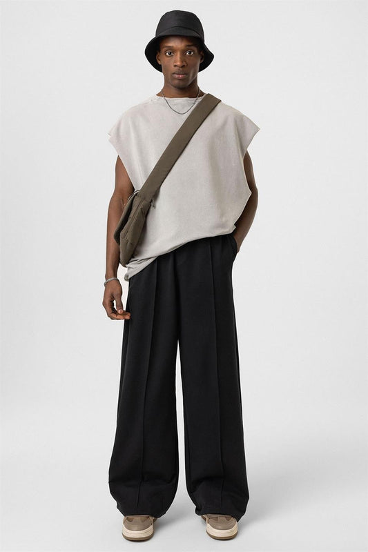 Oversized Sweatpants with Stitching Details