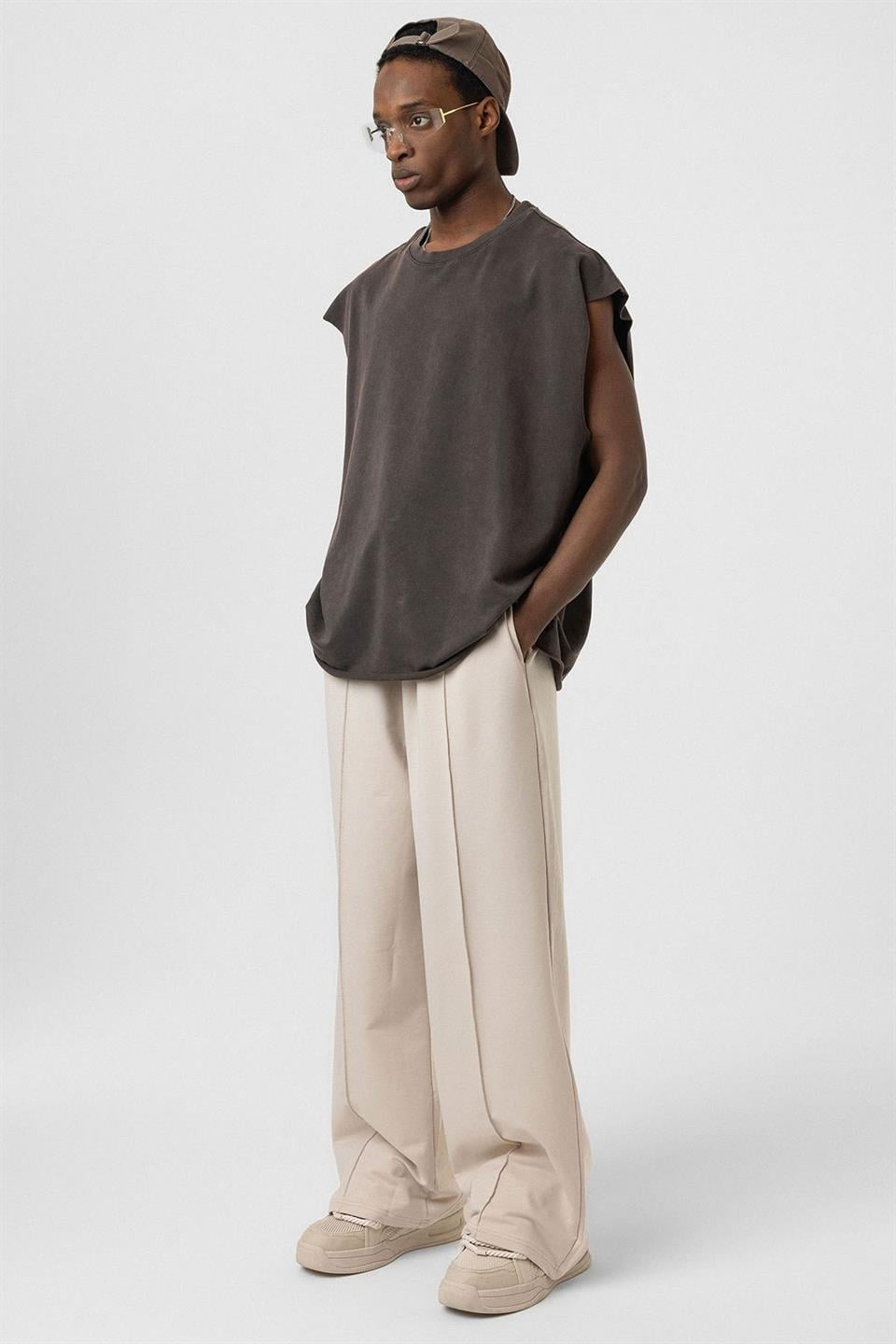 Oversized Sweatpants with Stitching Details