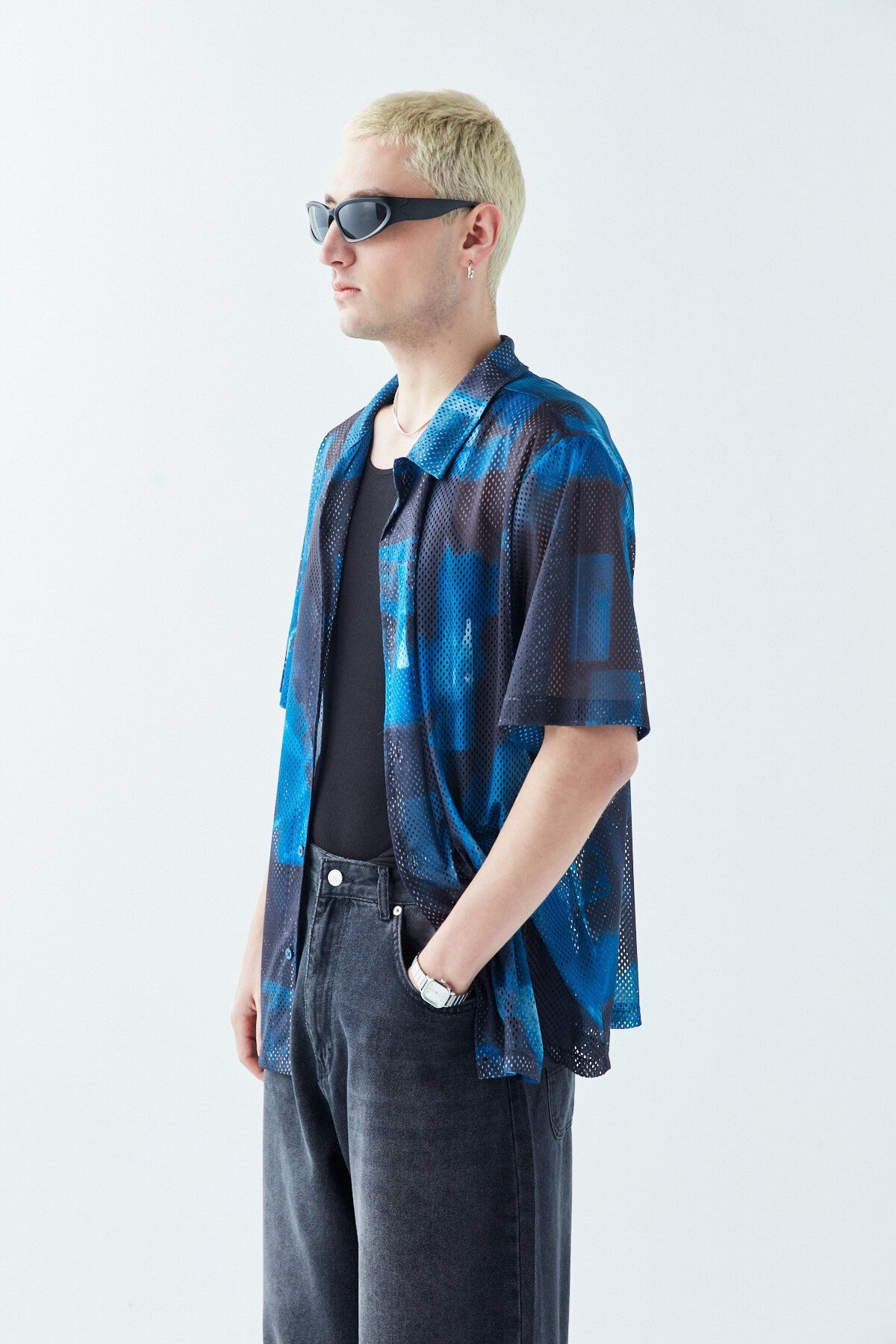 Patterned, Ribbed Oversized Shirt