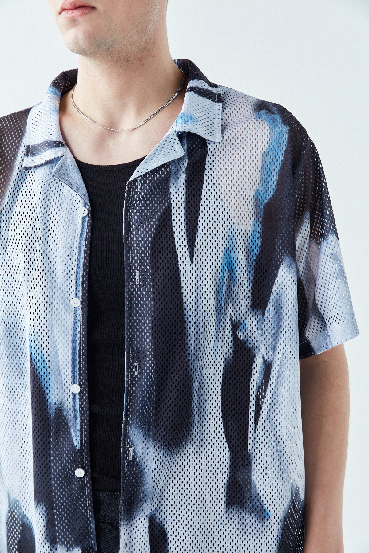 Patterned, Ribbed Oversized Shirt