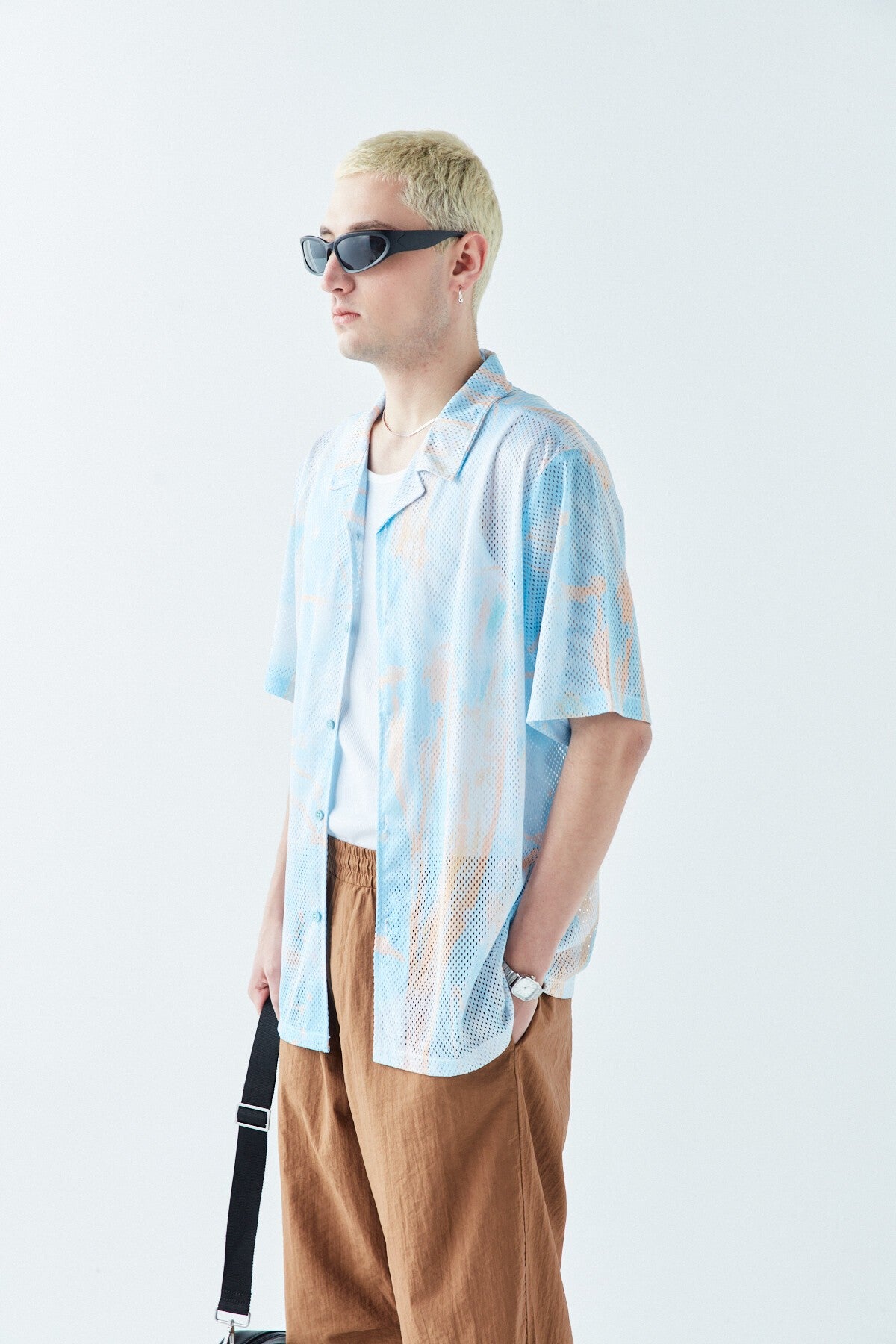 Patterned, Ribbed Oversized Shirt