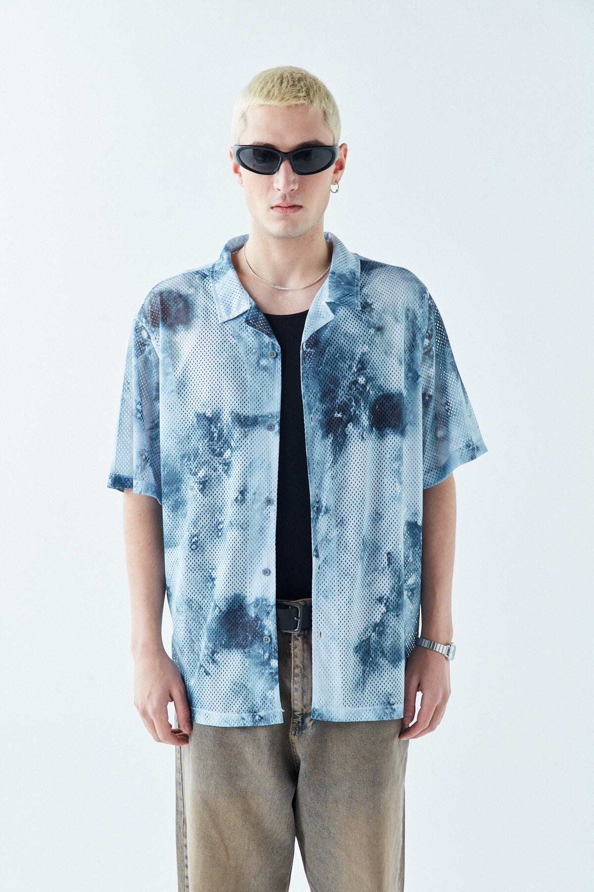 Patterned, Ribbed Oversized Shirt