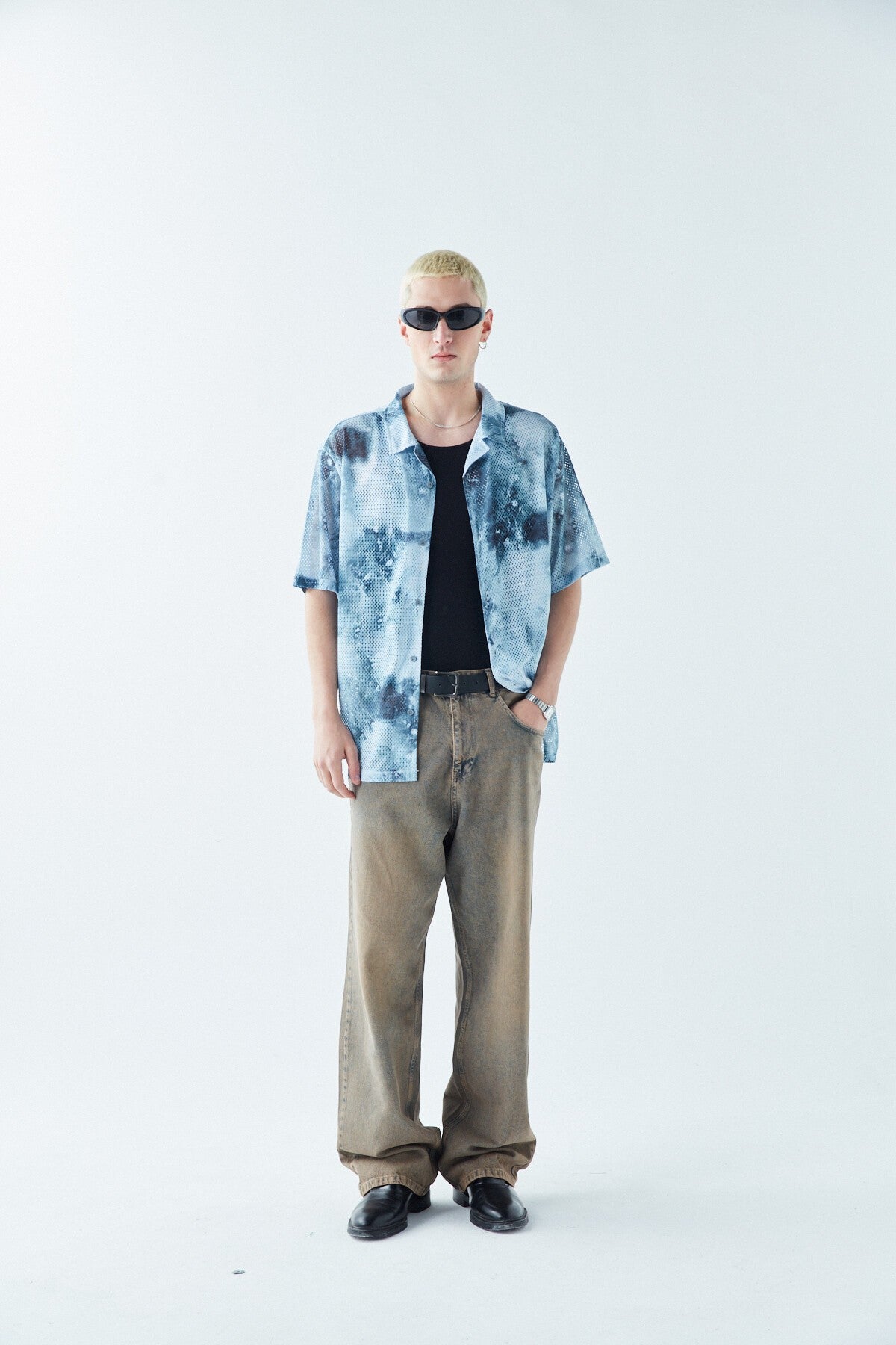 Patterned, Ribbed Oversized Shirt