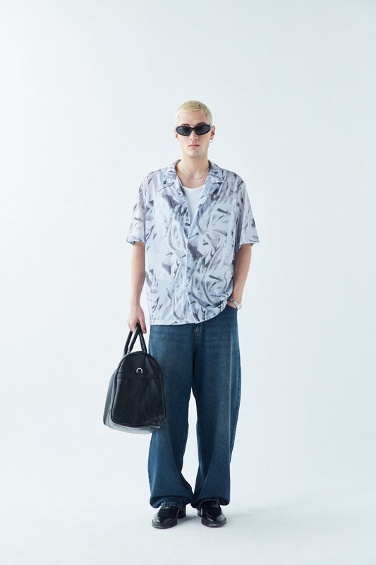 Patterned, Ribbed Oversized Shirt
