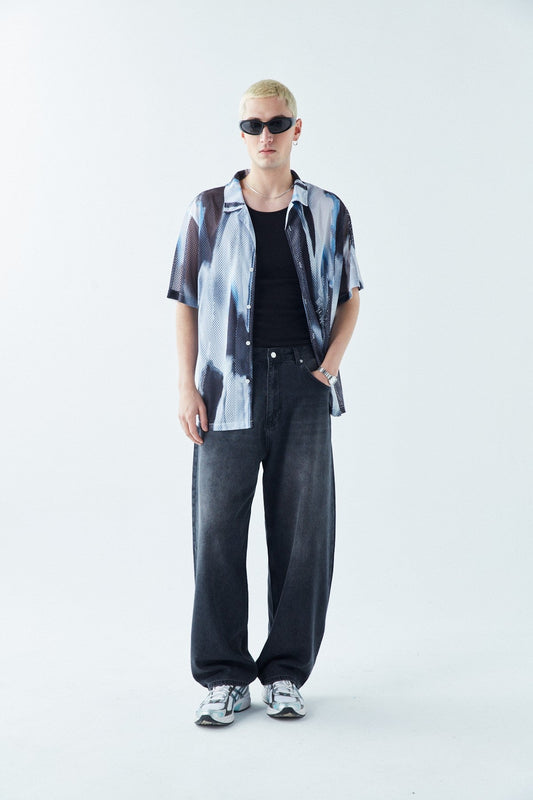 Patterned, Ribbed Oversized Shirt