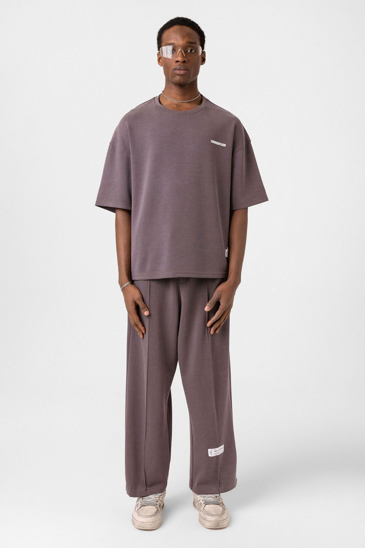 Label: Detailed Oversized Modal Fabric Sweatsuit Set