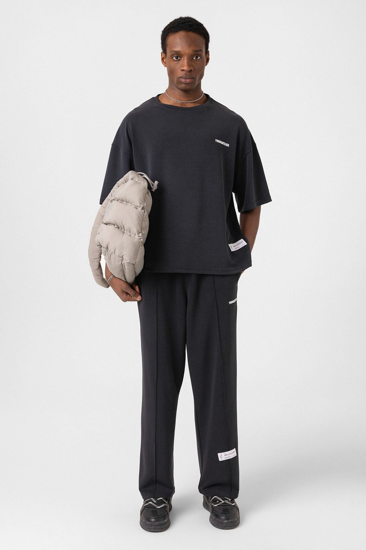 Label: Detailed Oversized Modal Fabric Sweatsuit Set