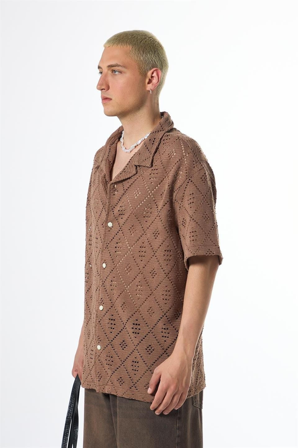 Oversized Short-Sleeve Knit Shirt