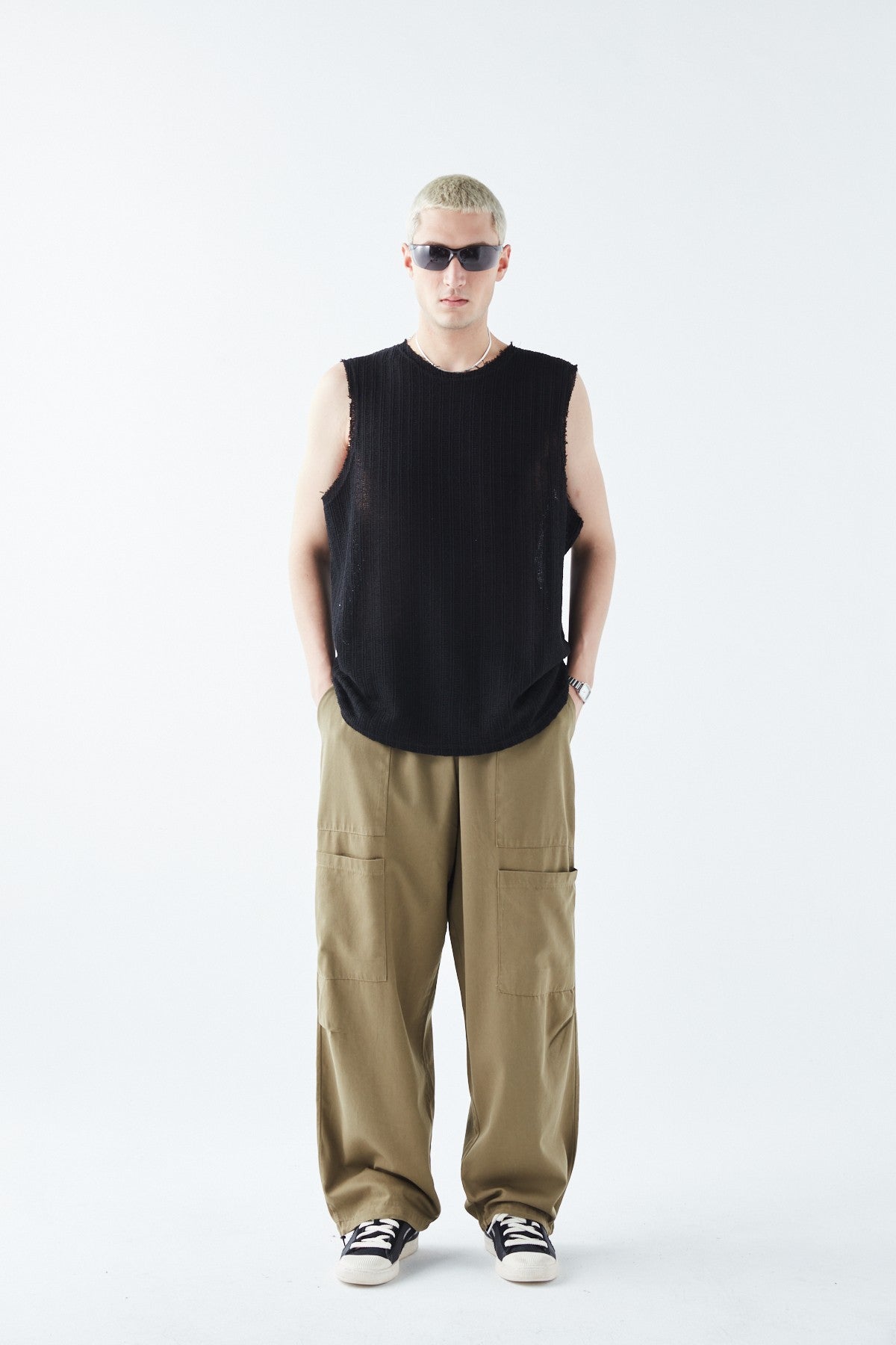 Baggy Linen Pants with Side Pocket Detail