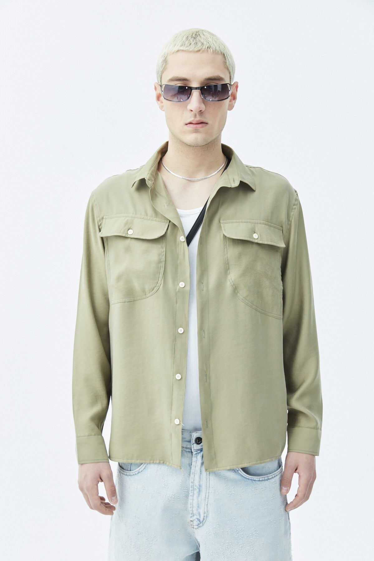 Long-Sleeve Modal Shirt with Double Pockets