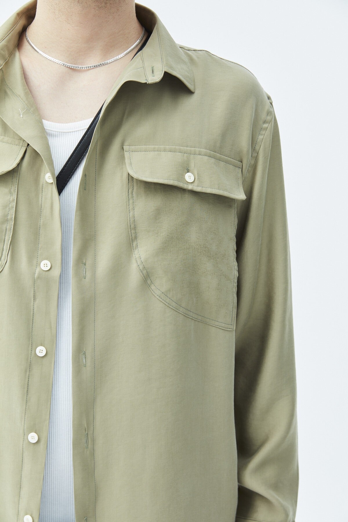 Long-Sleeve Modal Shirt with Double Pockets