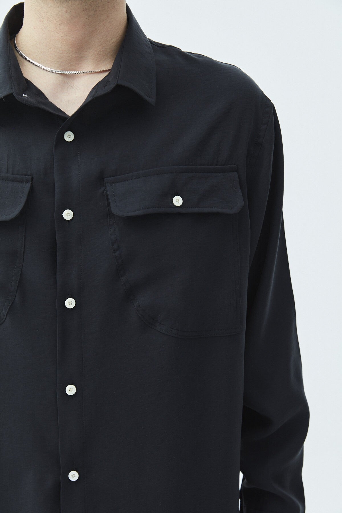 Long-Sleeve Modal Shirt with Double Pockets