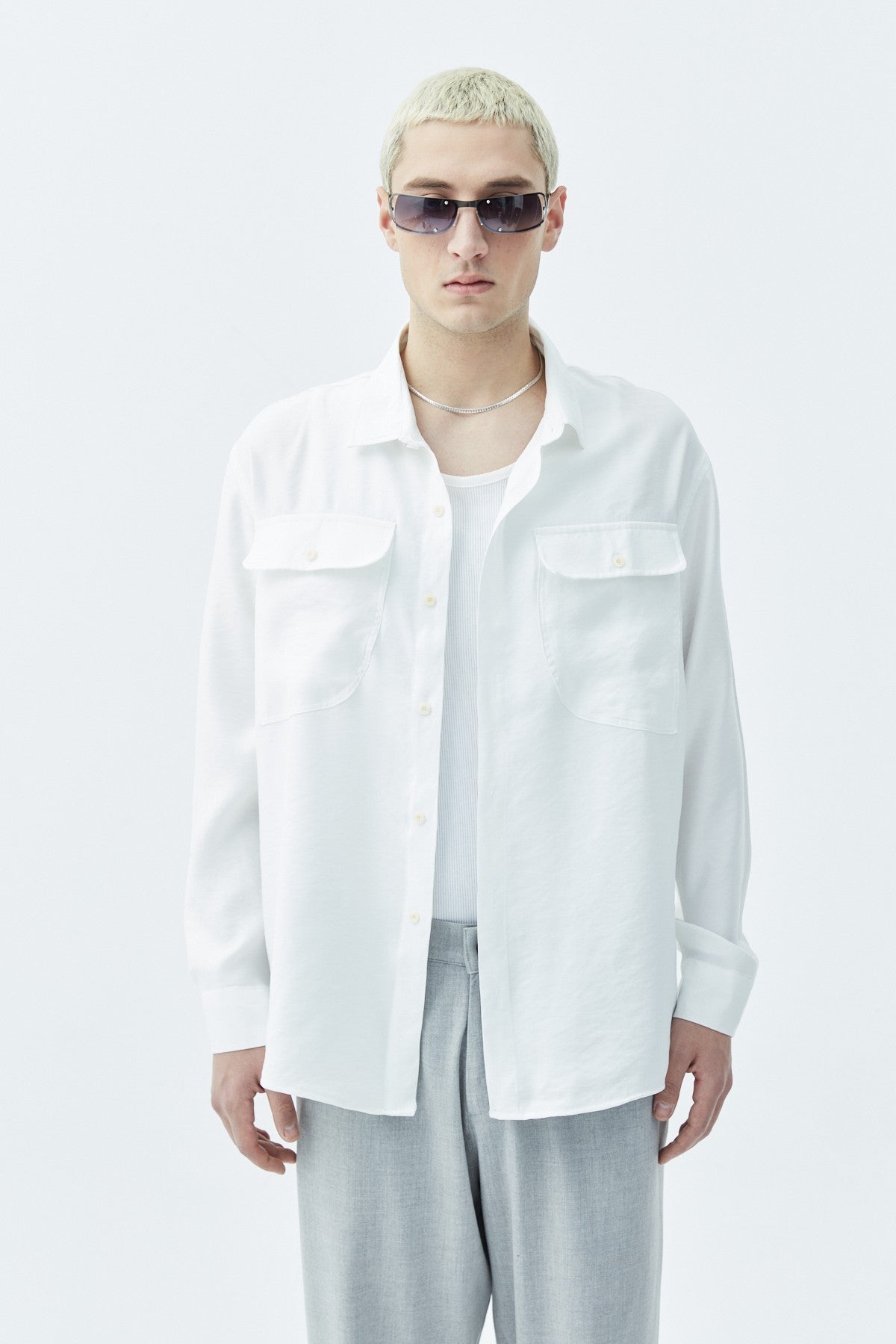 Long-Sleeve Modal Shirt with Double Pockets