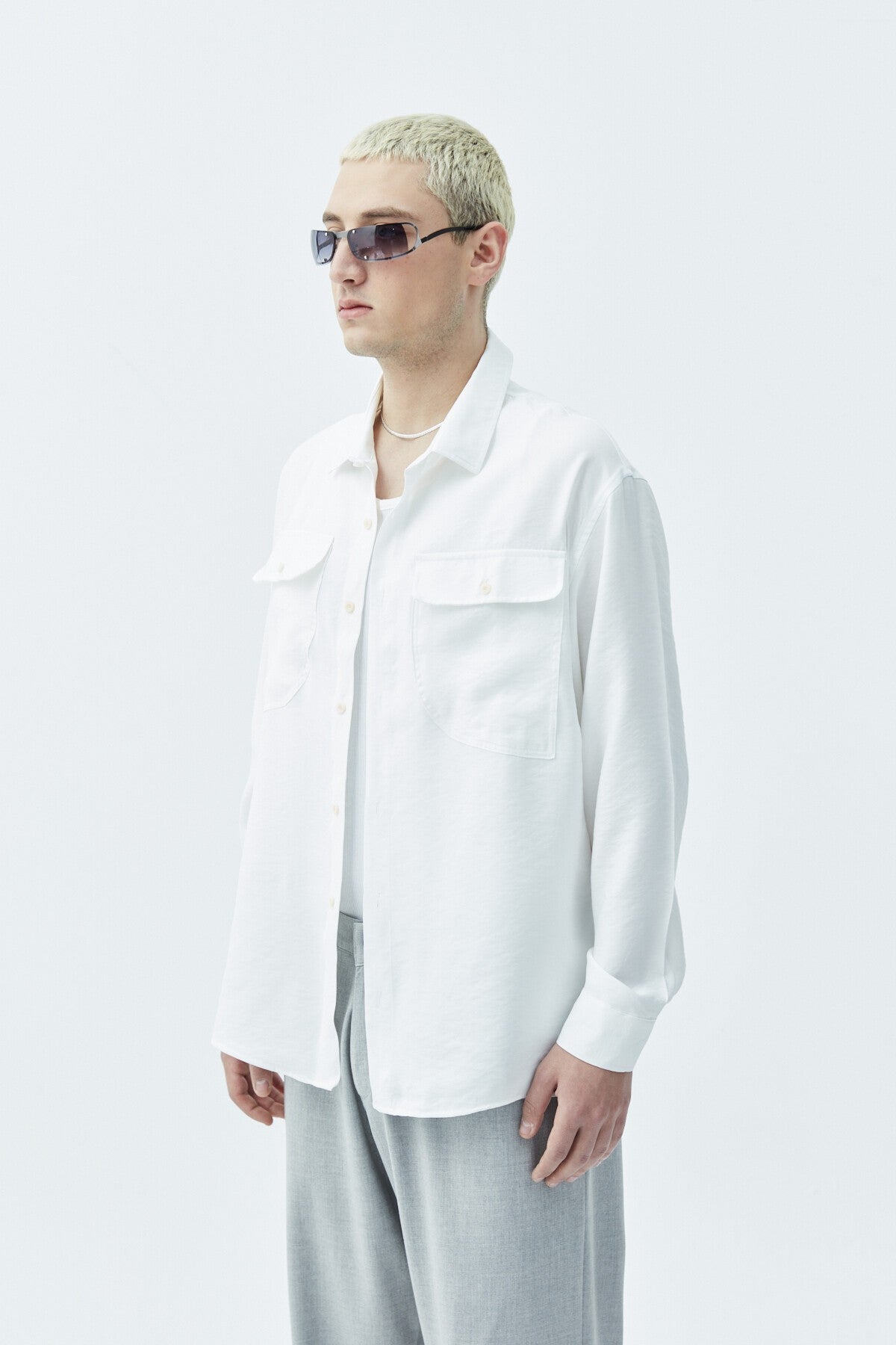 Long-Sleeve Modal Shirt with Double Pockets