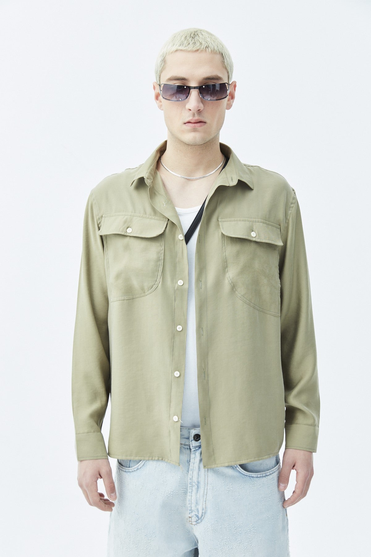 Long-Sleeve Modal Shirt with Double Pockets