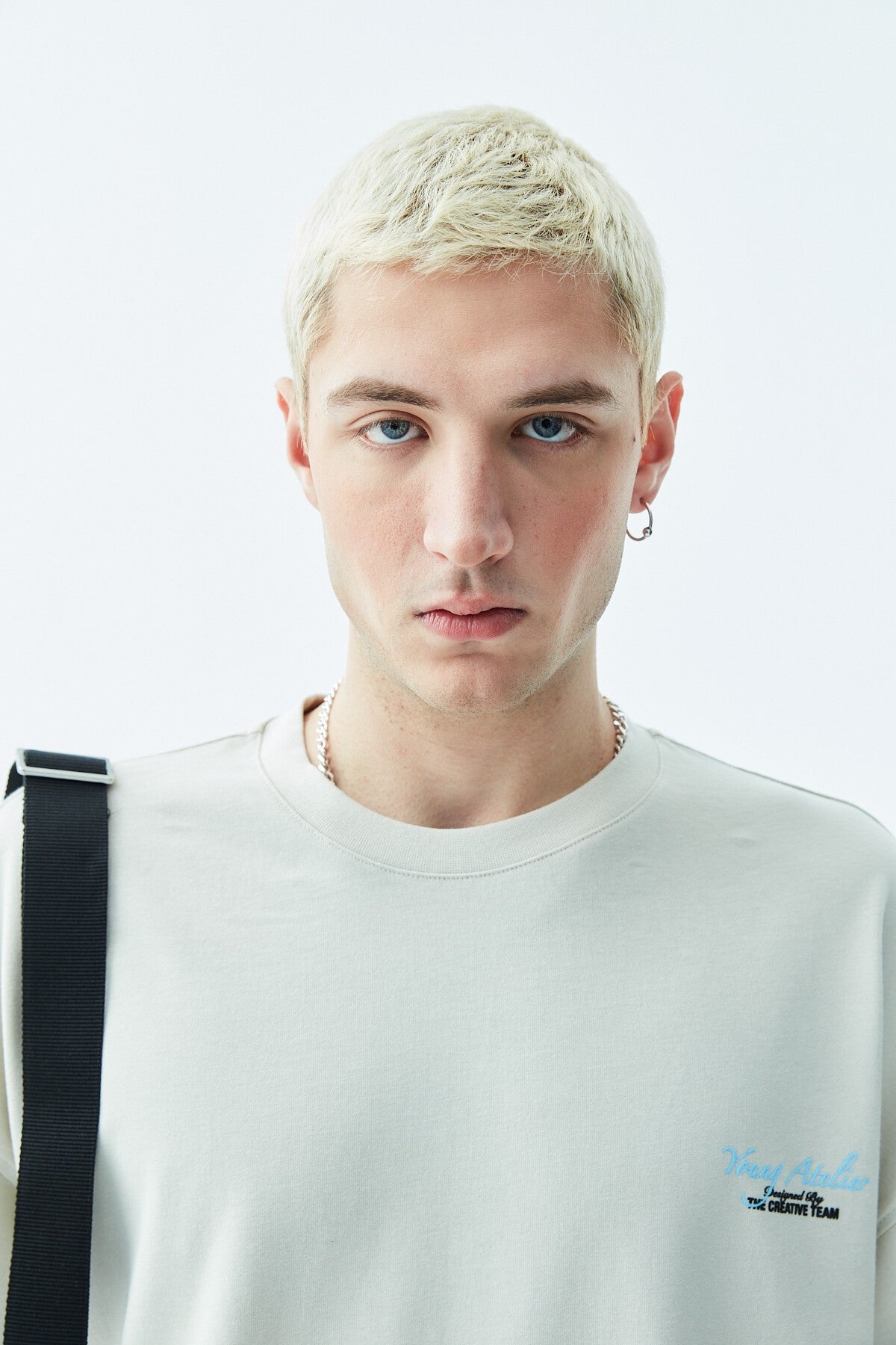 Oversized T-Shirt with Print—Light Gray
