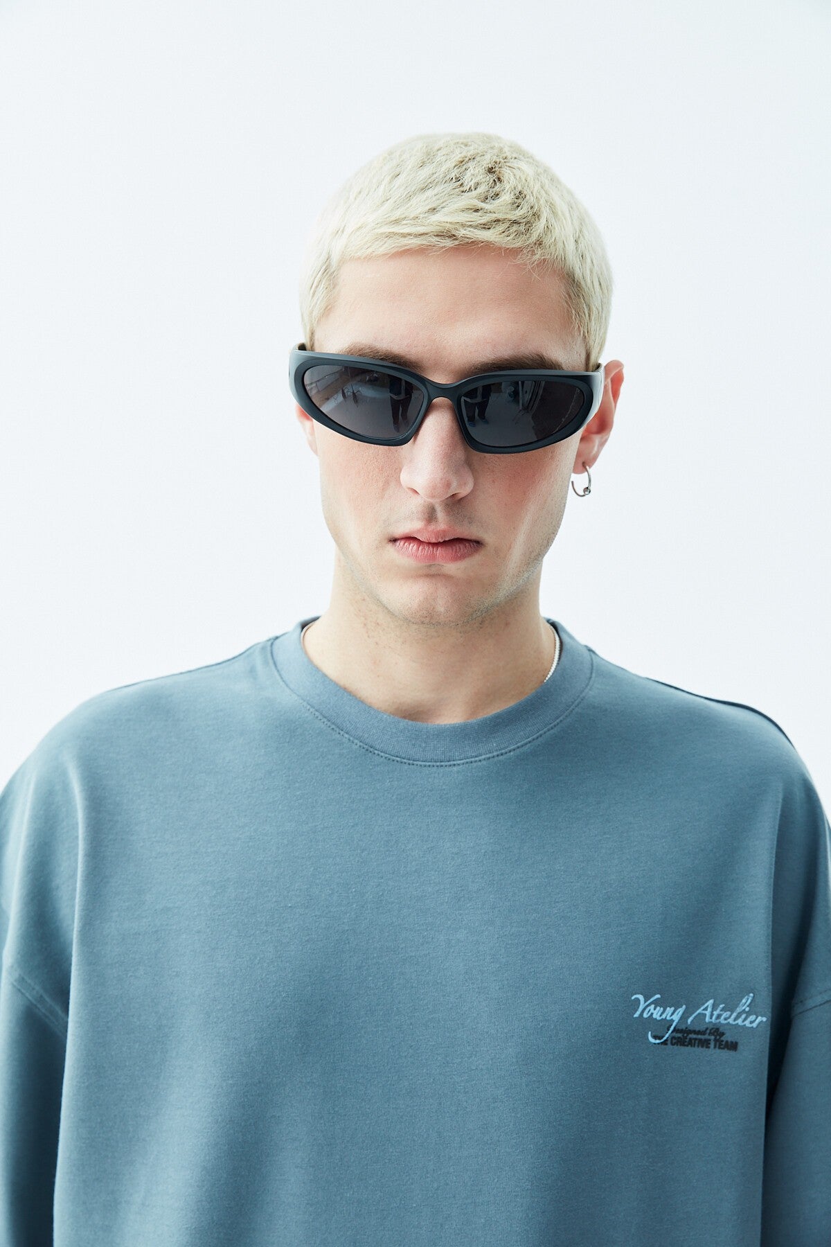 Oversized T-Shirt with Print—Light Gray
