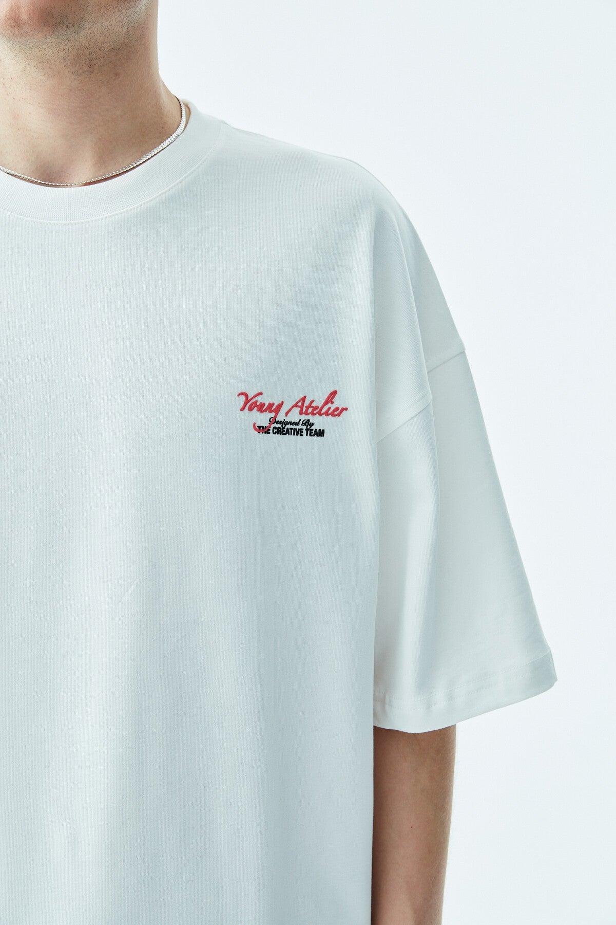 Oversized T-Shirt with Print—Light Gray