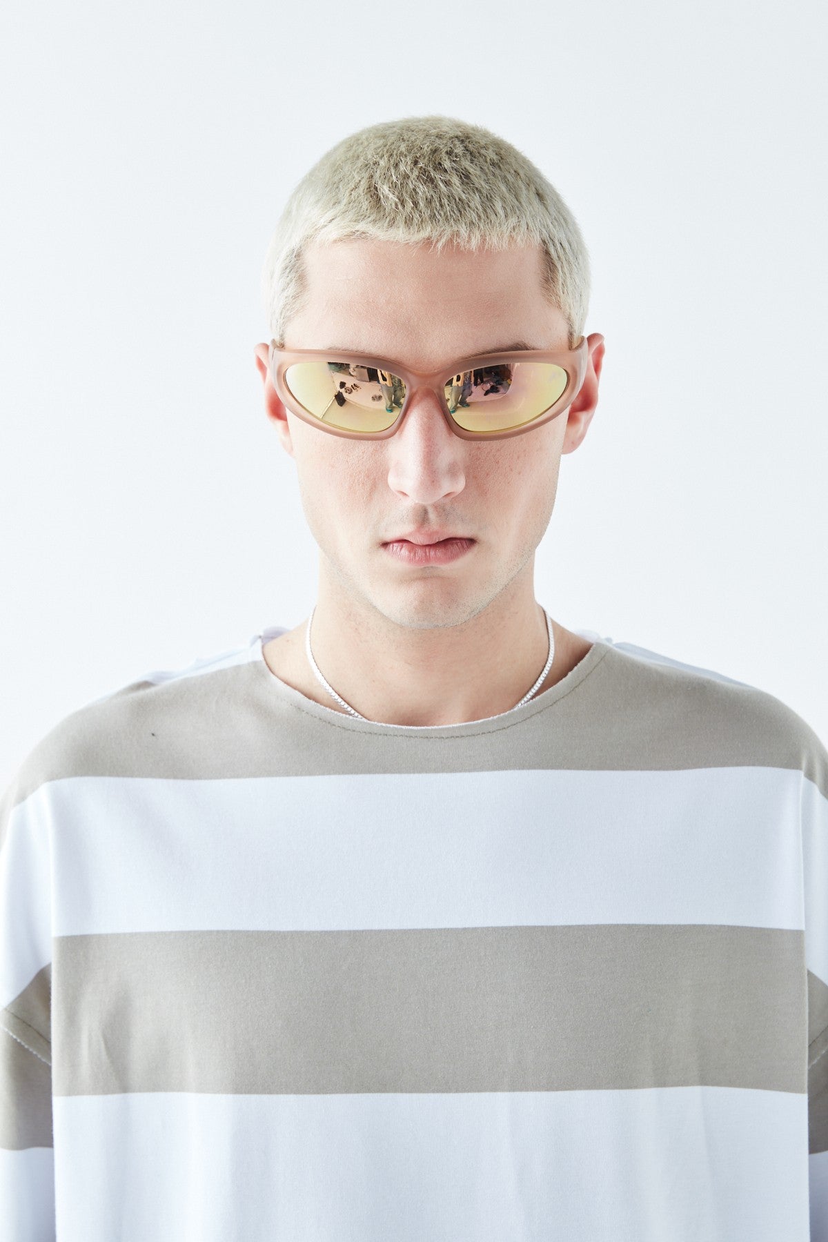 Oversized 100% Cotton T-Shirt with Digital Print Stripes