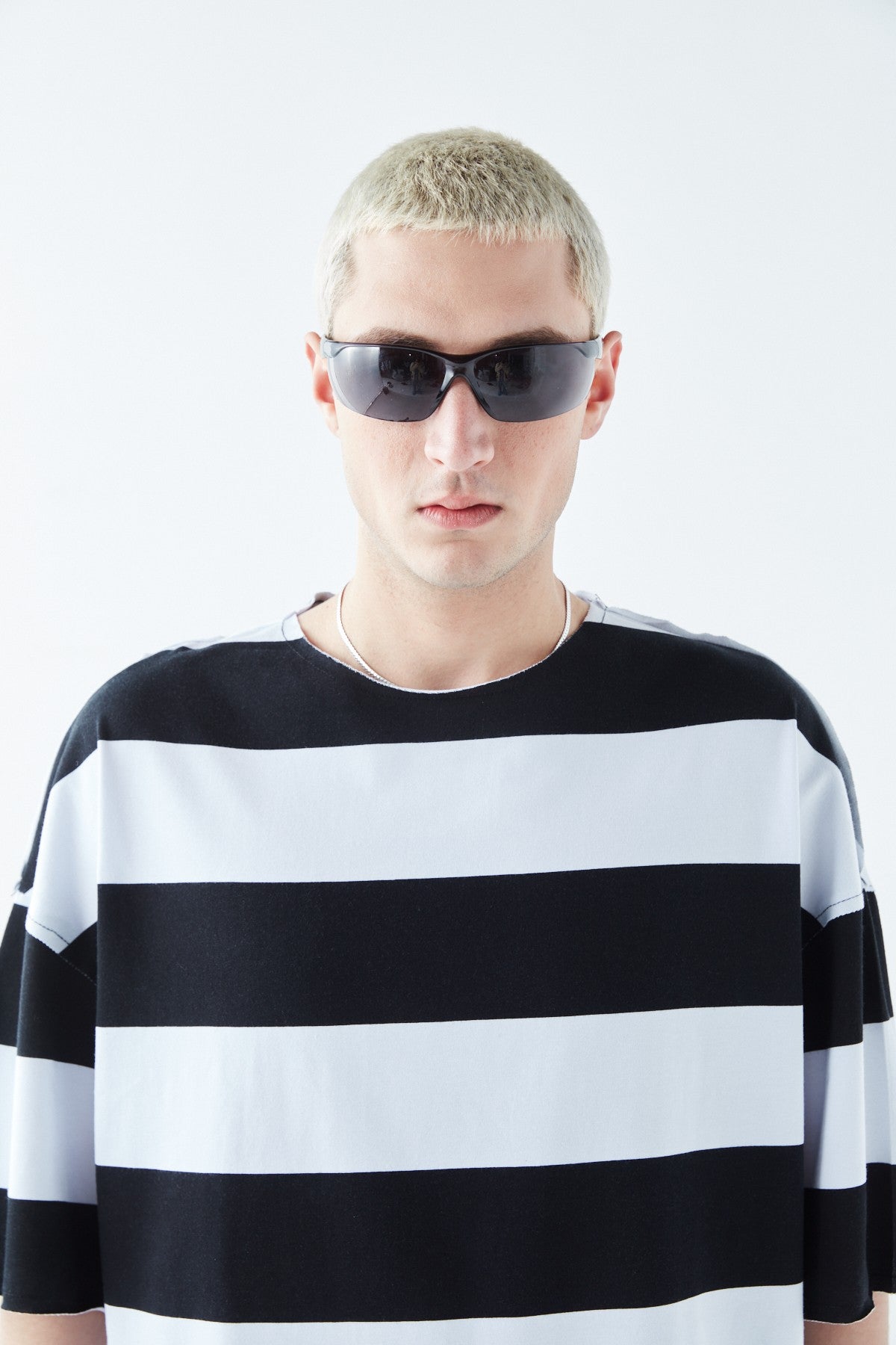 Oversized 100% Cotton T-Shirt with Digital Print Stripes