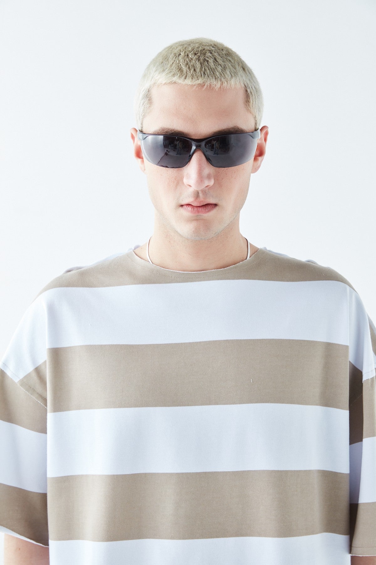 Oversized 100% Cotton T-Shirt with Digital Print Stripes