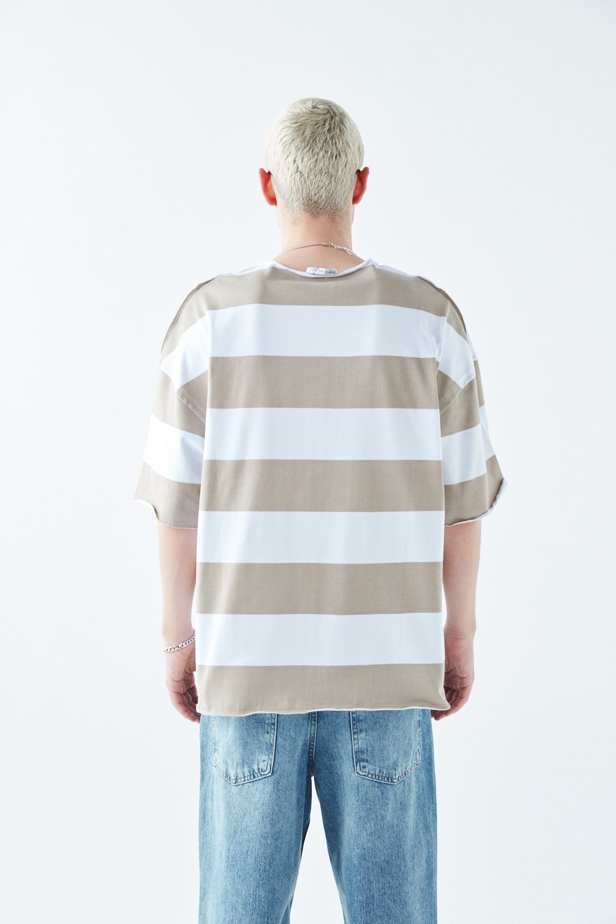 Oversized 100% Cotton T-Shirt with Digital Print Stripes