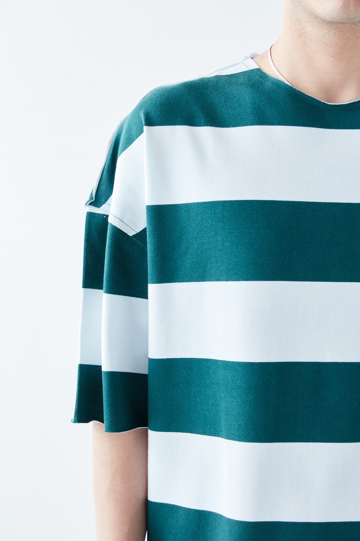 Oversized 100% Cotton T-Shirt with Digital Print Stripes
