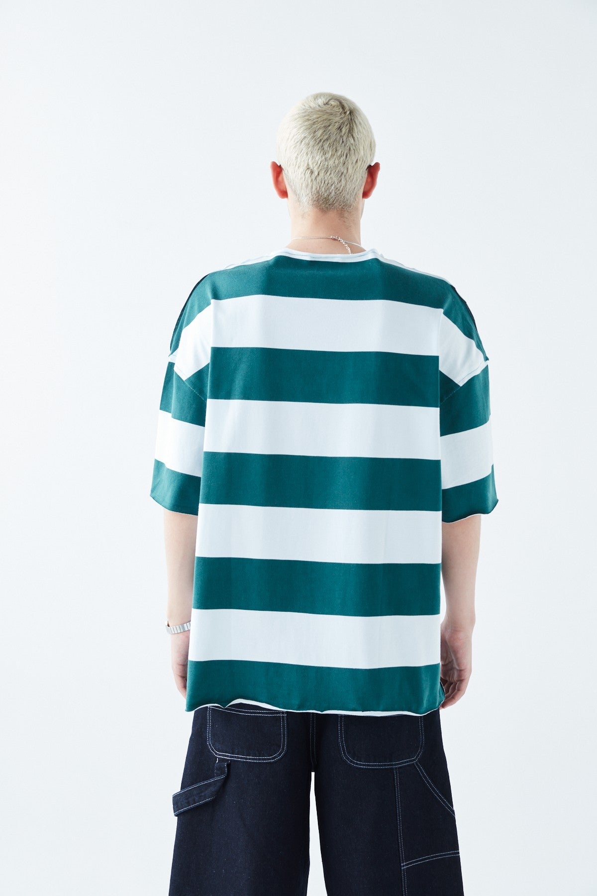Oversized 100% Cotton T-Shirt with Digital Print Stripes