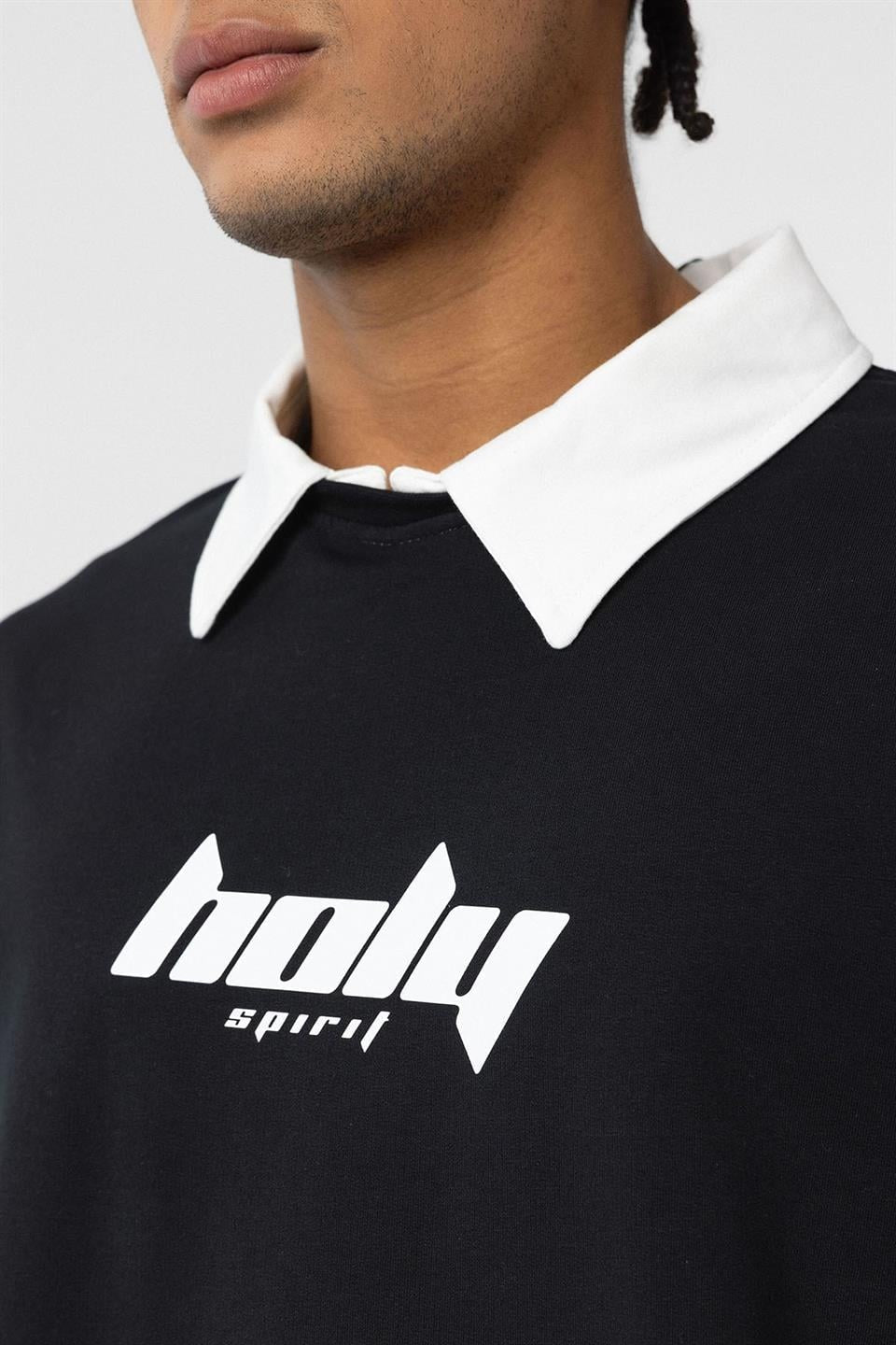 Oversized Printed T-Shirt with a Polo Collar