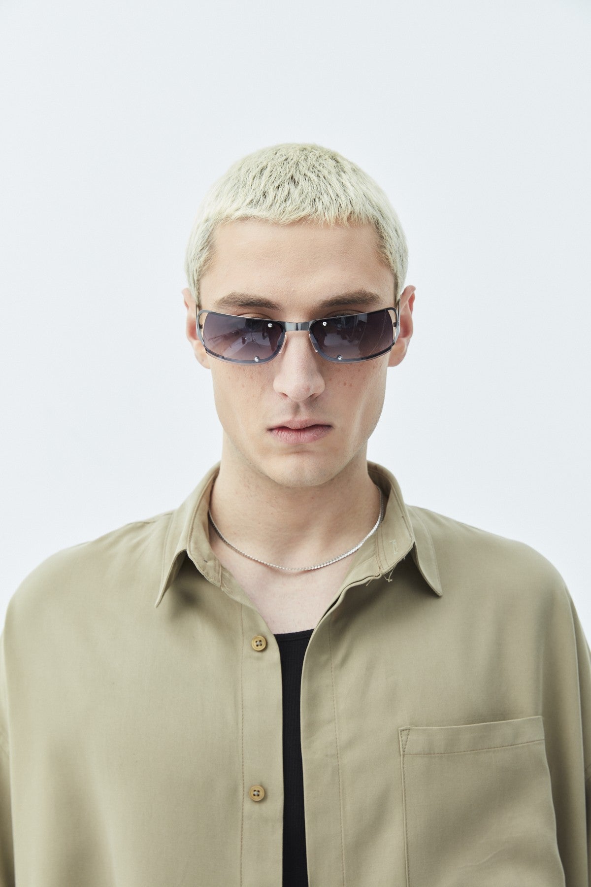 Oversized Short-Sleeve Linen Shirt with One Pocket