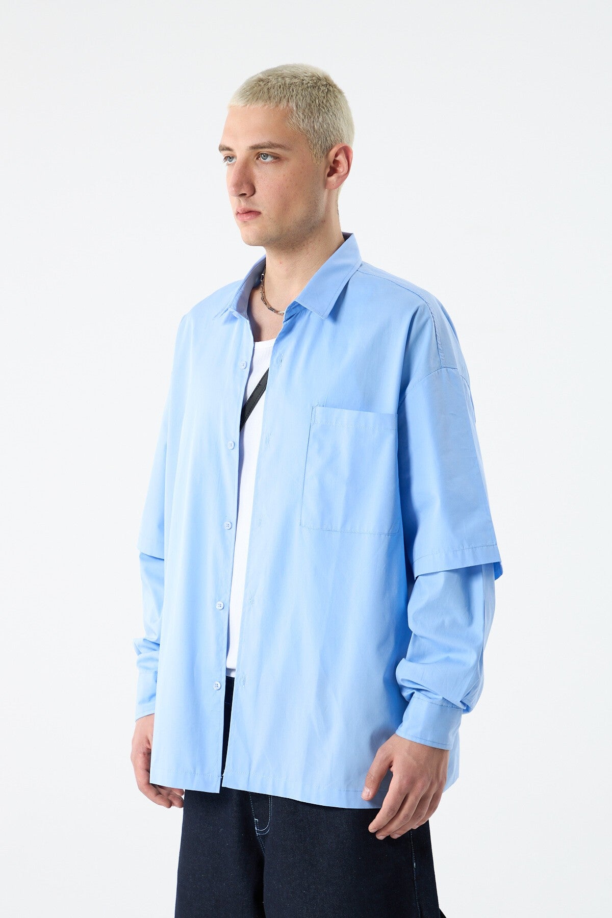 Oversized Long-Sleeve Shirt with Double-Sleeve Detail